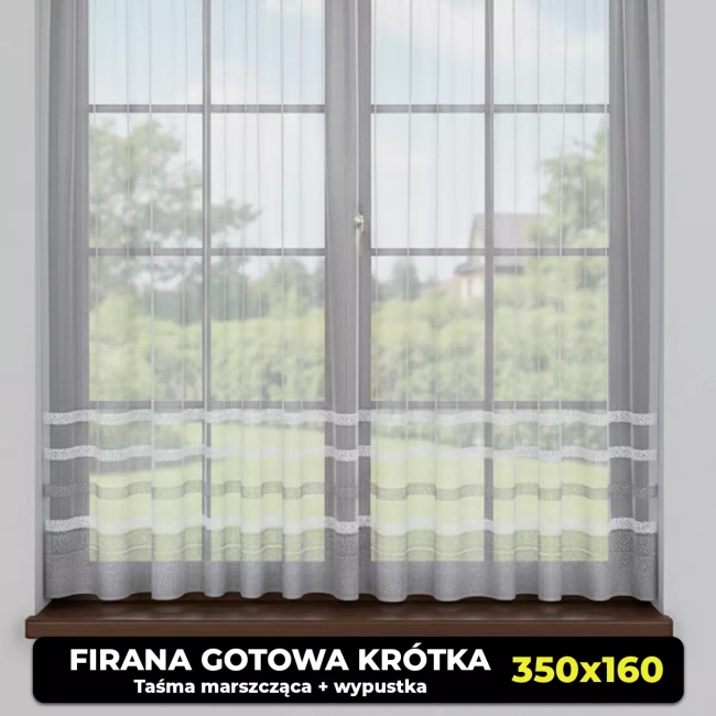 Firana gotowa już uszyta KRÓTKA 350x160 - do parapetu ELIZA